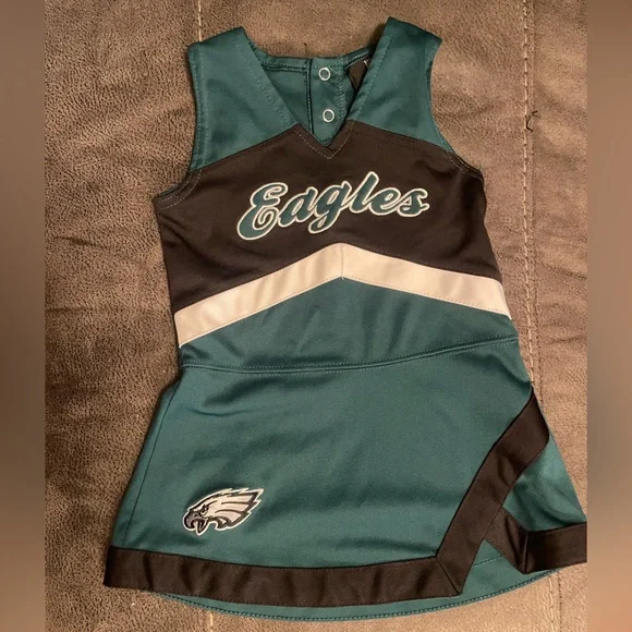 Eagles Kids Teal and Black Cheer Dress and Bloomers (24 months) - Picture 1 of 5